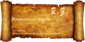 Raskovics Zalán névjegykártya